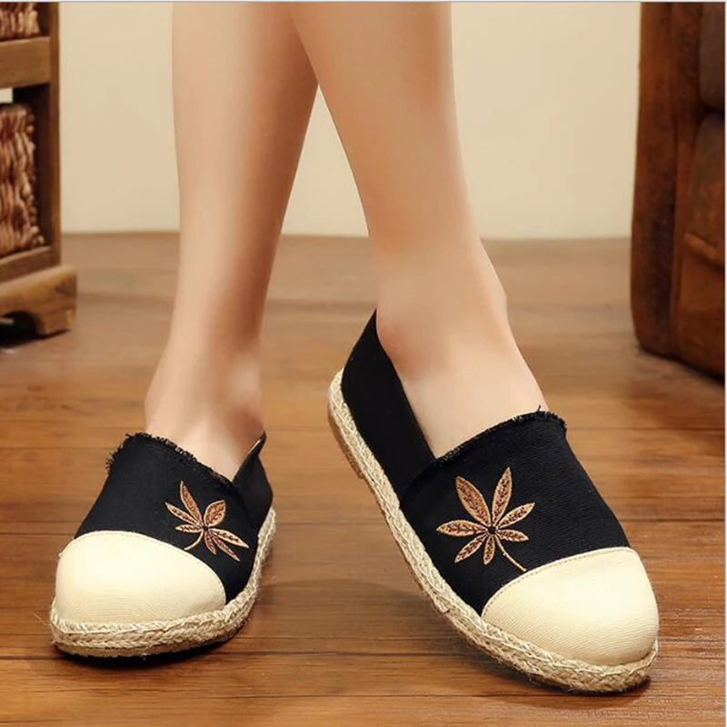 Fashion casual women shoes spring summer new small white round head shallow mouth maple leaf flat comfort mm438 | Обувь