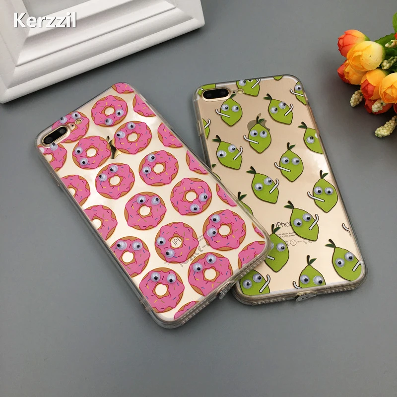 Для iphone7 7 plus 3D милый мультфильм двигаться ГЛАЗ большой рот пончик кактус попкорн