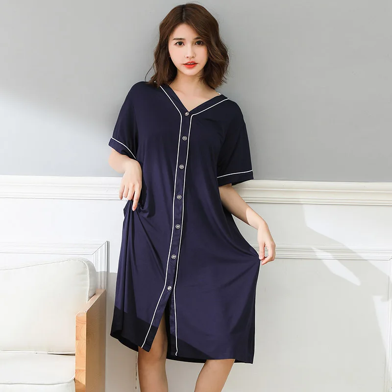 

Plus size Night Dress Summer Short Sleeve Nightgowns Soft Nighty Lounge Wear Casual Home Clothes 4XL 5XL 6XL Sleepshirts