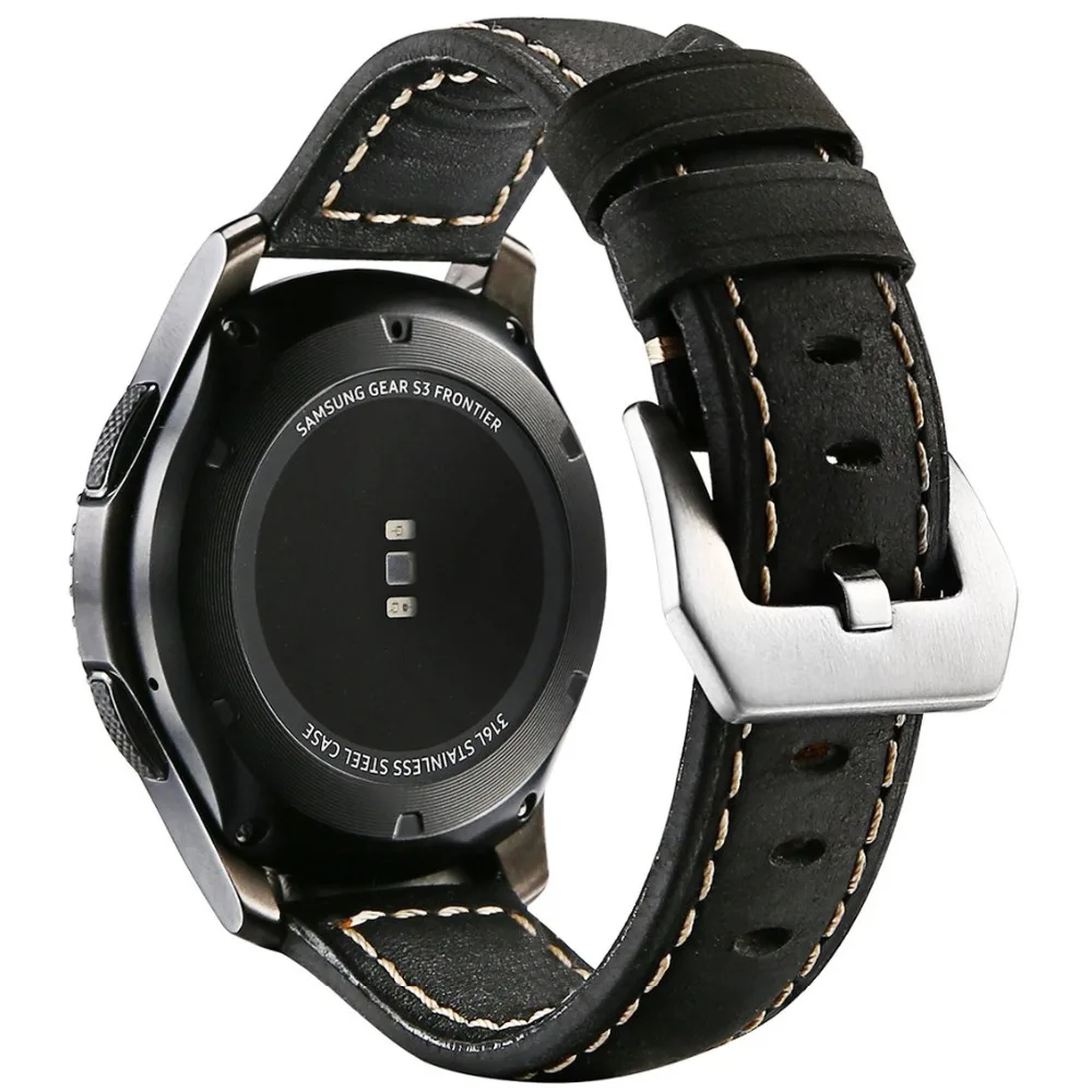Ремешок из натуральной кожи для samsung Galaxy Watch, мягкий сменный Браслет-браслет с застежкой из нержавеющей стали для gear s3