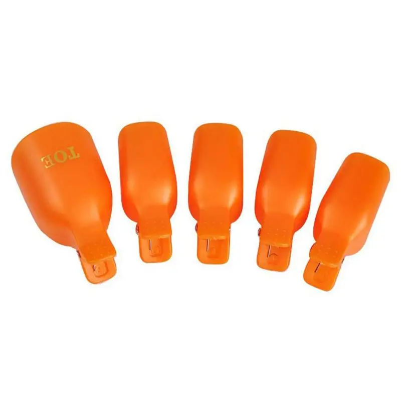 5pcs/set Reusable Plastic Toe Nail Art Polish Remover Pedicure Polishing Removal Foot Toe Nail Clips Soak Off Caps Manicure Tool