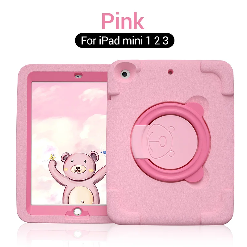Mini 123 Pink PZOZ For iPad case 9.7 Air 12 mini 1 2 3 4 5 6 Shockproof Safe EVA case Soft Non-toxic children for iPad Holder case - Color: Mini 123 Pink