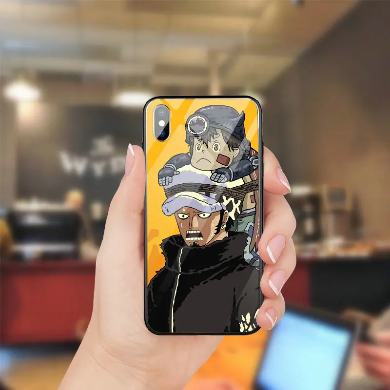 One piece Trafalgar Law логотип закаленное стекло Чехлы для мобильных телефонов Чехол iPhone 5