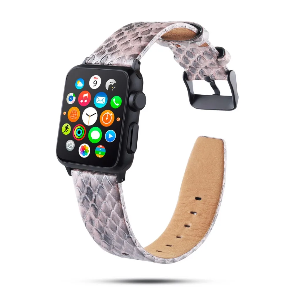 Кожаный ремешок ручной работы из натуральной змеиной кожи для Apple Watch 38 мм 40 мм 42 мм 44 мм кожаный браслет для iWatch ремешок серии 1 2 3 4