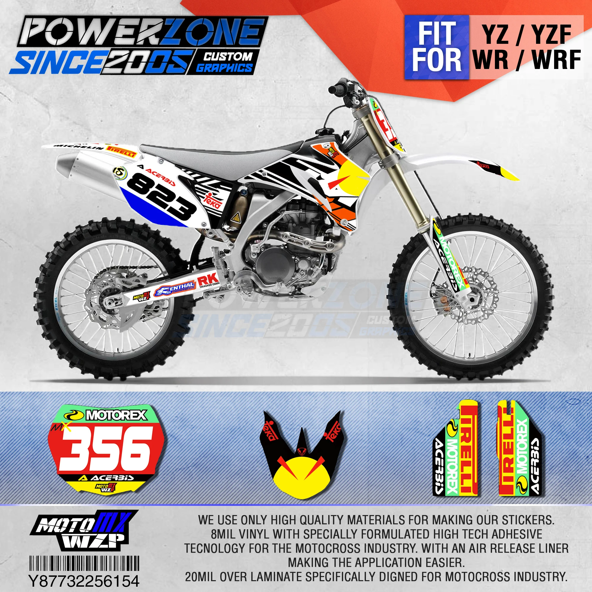 

PowerZone Customized Team Graphics Backgrounds Decals 3M Custom Stickers For YAMAHA YZF250 450 06-09 WR250F/450F 07-13 07-11 154