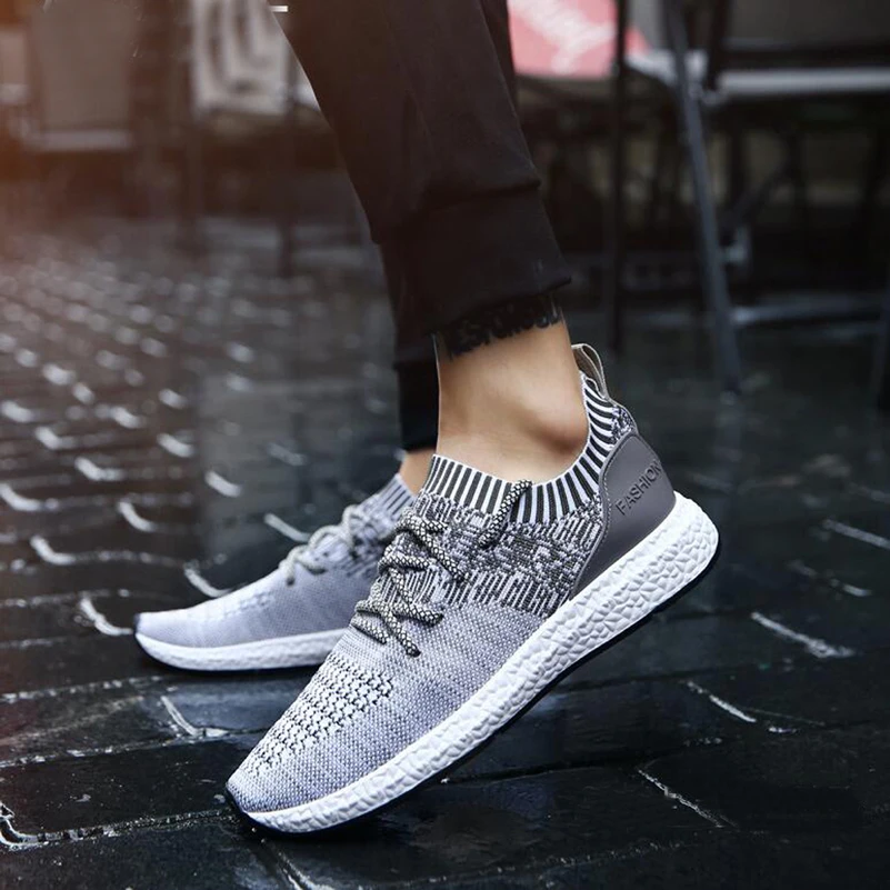 Дышащие мужские кроссовки Мужская обувь для взрослых цвет черный серый высокое