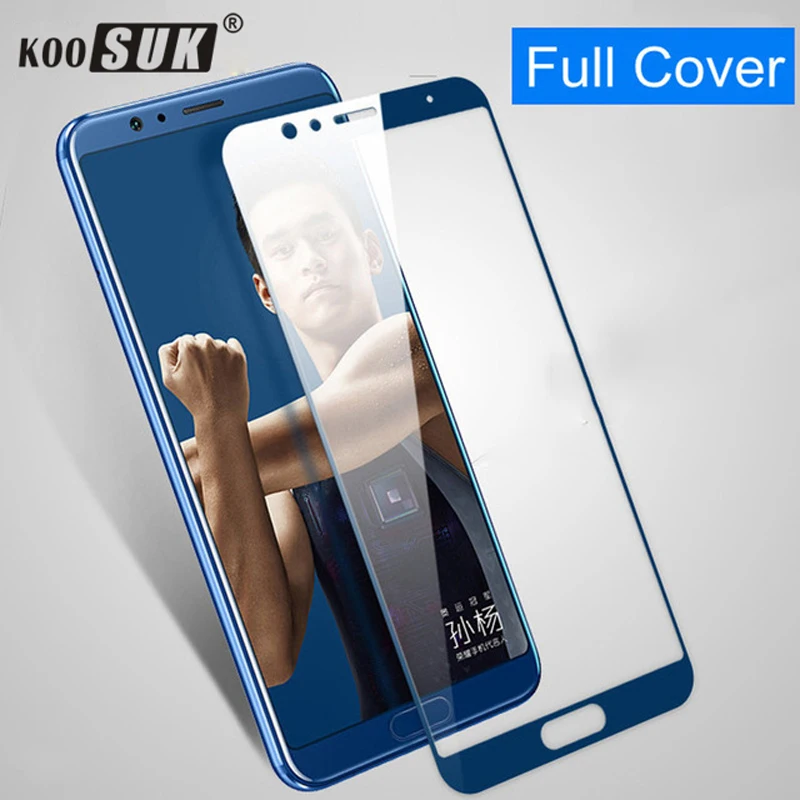 Huawei honor v10 стекло Koosuk защита экрана полное покрытие синяя черная Передняя пленка V