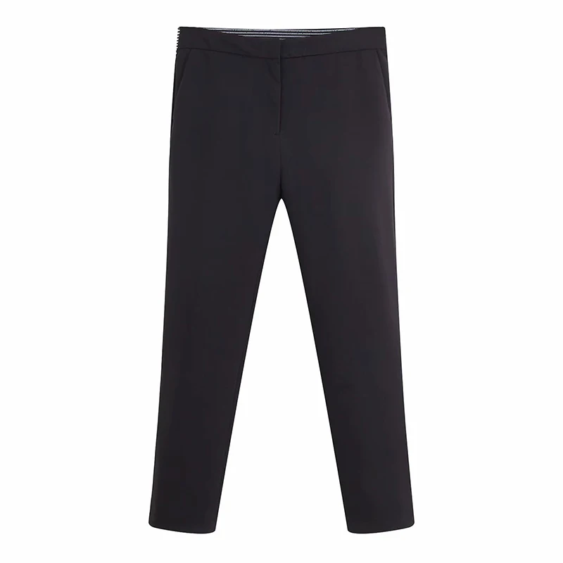 Женские черные брюки до щиколотки 2019 женские повседневные Прямые с высокой