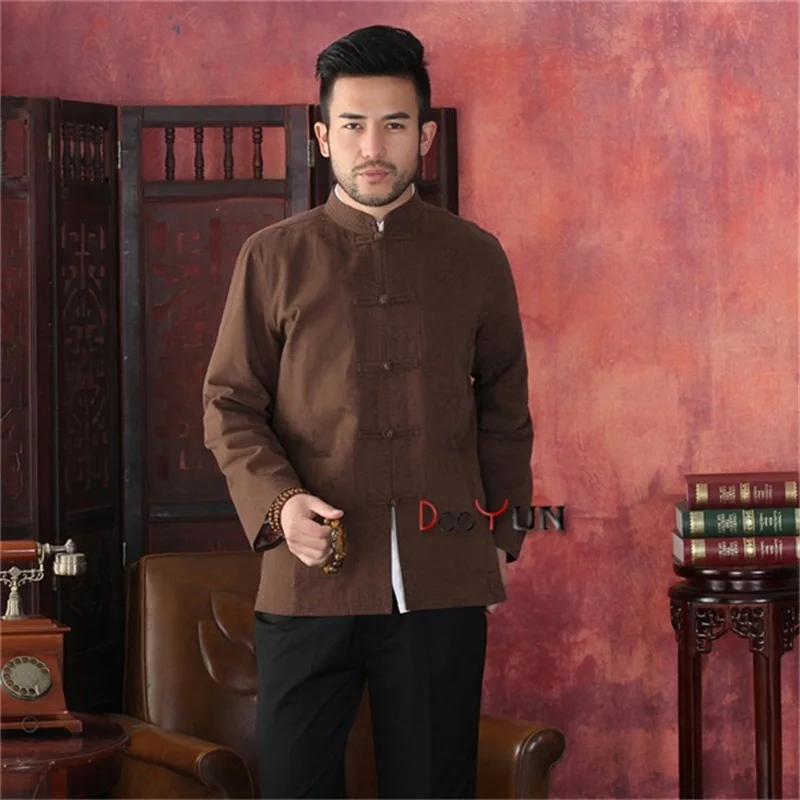 Мужской костюм Tang Красный Классический Топ в китайском стиле куртка на кнопках