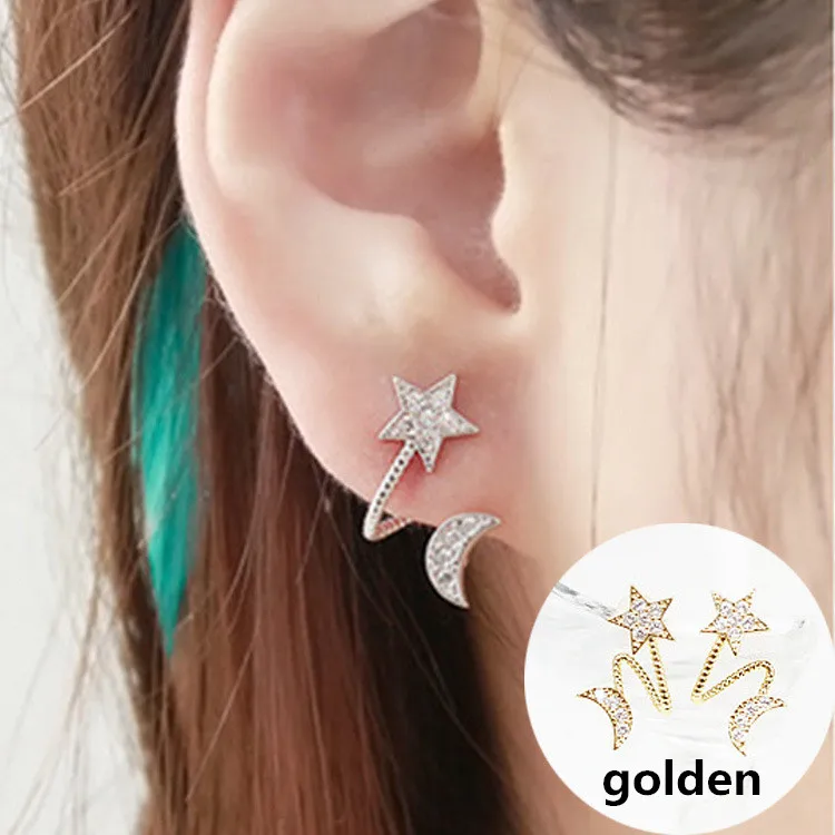 gold Ziris Lotus Кристалл куртка цветок серьги стержня для Для женщин FashionJewelry Двусторонняя цвета: золотистый, серебристый позолоченные серьги - Окраска металла: gold
