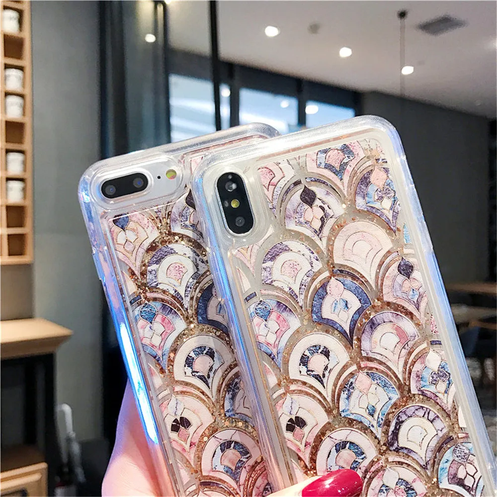 phone case for iphone 6 6s plus Liquid quicksand Fish scale TPU soft shell back cover 7 8 |
