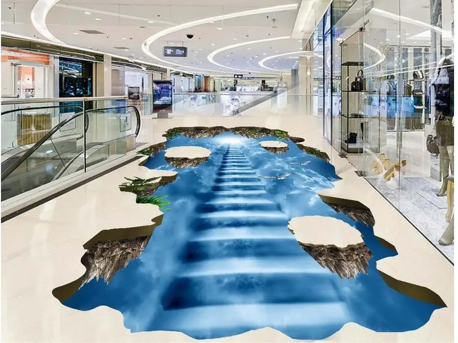 Самоклеящиеся 3D обои для коридора зала лестницы ПВХ водонепроницаемые напольные