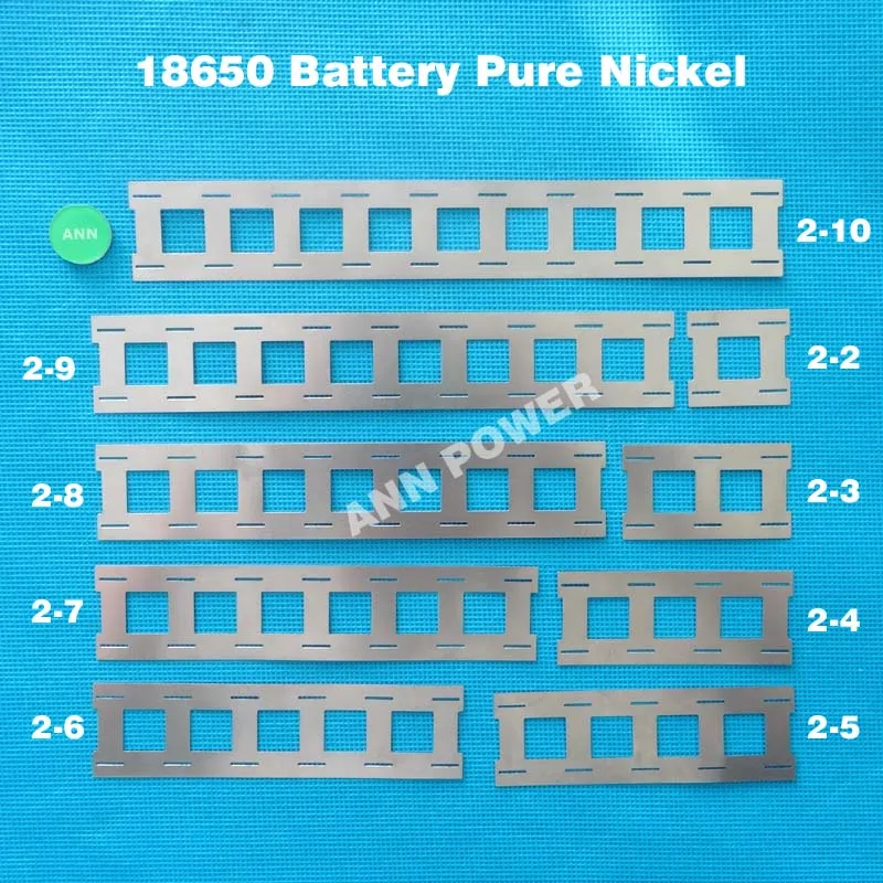 Cylindrical battery nickel connection plate 2*2/2*3/2*4/2*5/2*6/2*7/2*8/2*10 18650 li-ion pure strip Ni busbar |