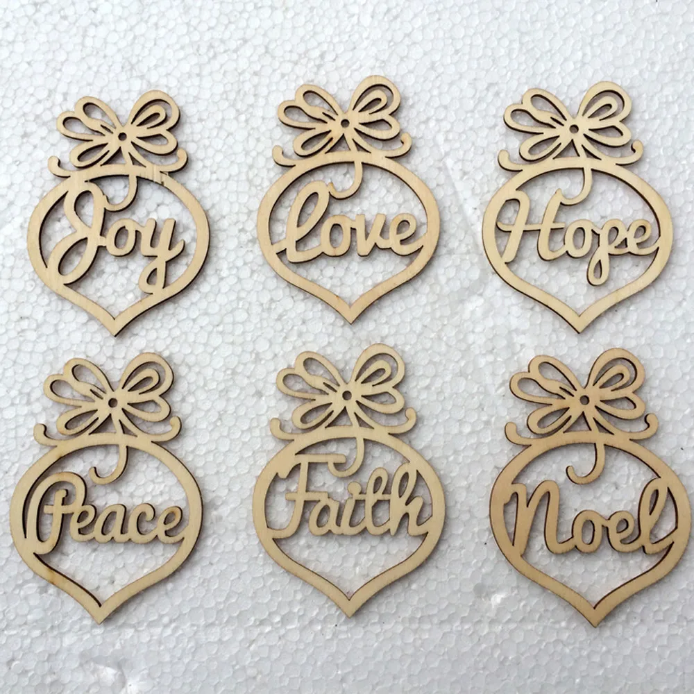 6Pcs Christmas Decorations Wooden Ornament Xmas Tree Hanging Tags Pendant Decor 9.25 | Дом и сад