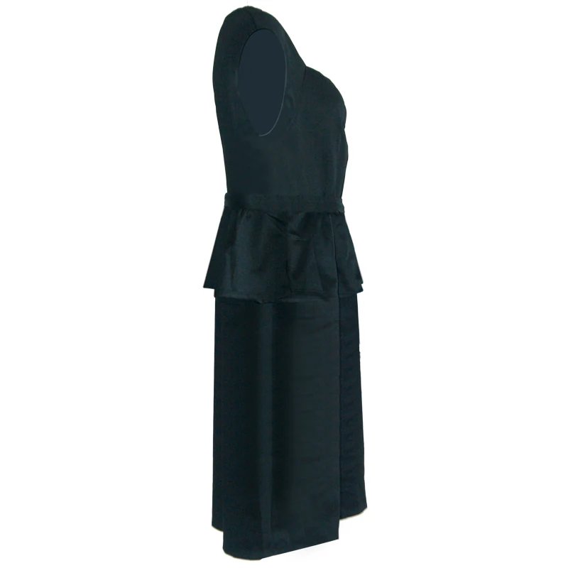 Новинка 2016 элегантные летние офисные платья черное платье с оборками и баской