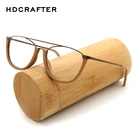 Винтажная оправа для очков HDCRAFTER, для мужчин и женщин, деревянная металлическая оправа для очков для чтения при близорукости с прозрачными линзами, деревянная оправа для очков