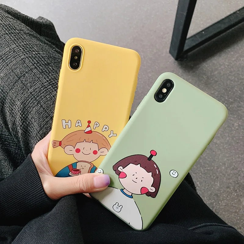 Корейский стиль иллюстрация матовый чехол для телефона iphone 6 6s 7 8 Plus все включено