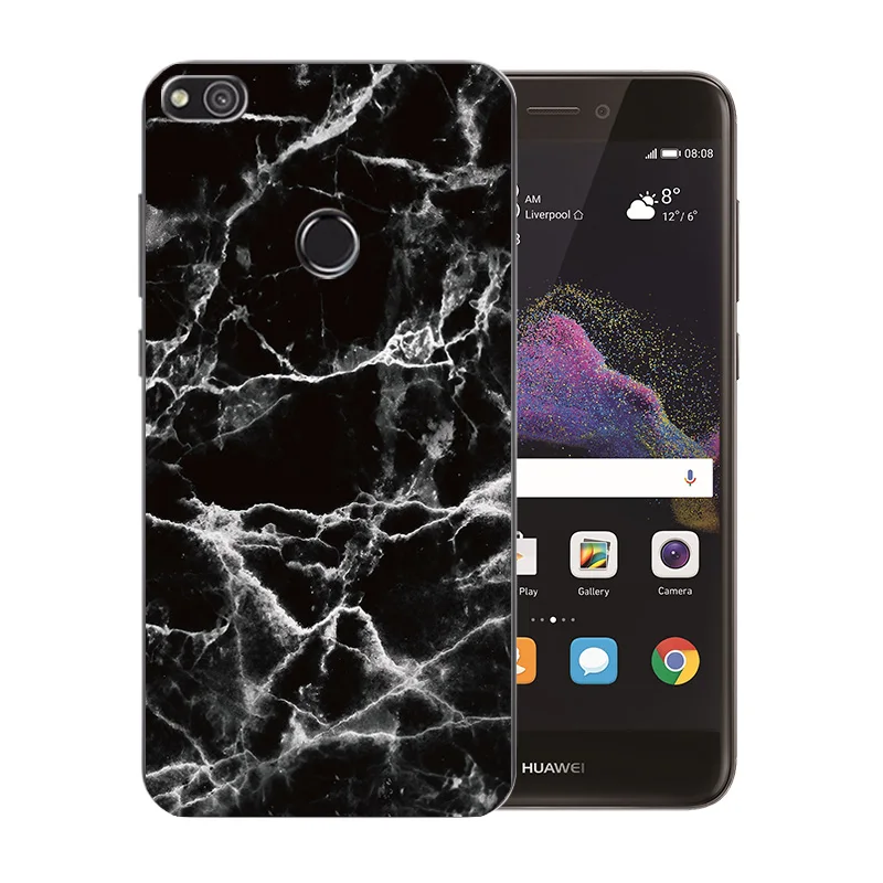 Soft TPU Phone Case for Huawei P8 Lite 2017 / Honor 8 P9 Nova GR3 Marb Pattern Cover Capa |