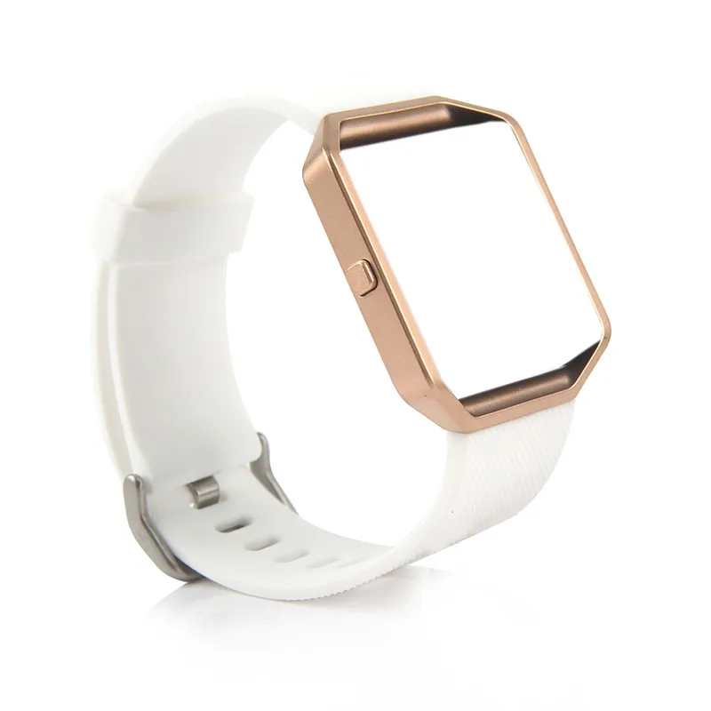 Для Fitbit Blaze Band белый Силиконовый браслет сменный ремешок с розовой Золотой