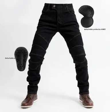 black B No KOMINE классические мотоциклетные брюки мужские мото джинсы Защитное снаряжение для езды на мотоцикле брюки для мотокросса - Цвет: black B
