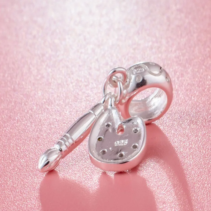 Подвесная палитра и кисть для рисования Sambaah с цветным фианитом Подходит Pandora