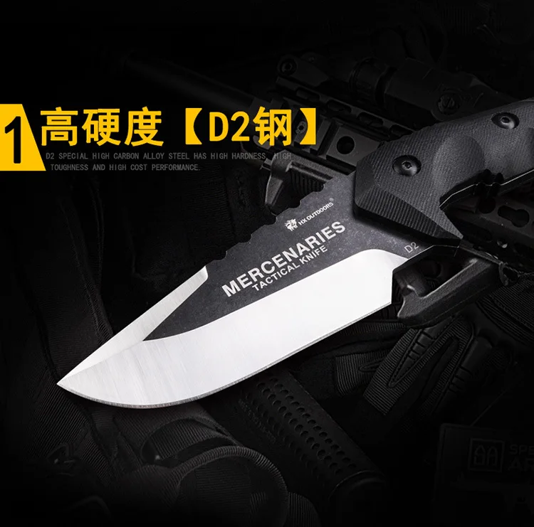 HX открытый Наёмник воин Высокая D2 Нержавеющая Сталь Кемпинг Охота армейский нож выживания Открытый Инструменты 59HRC тактические ножи