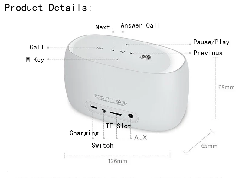 11 LED Настольный Bluetooth динамик мини колонки Hands Free портативный беспроводной с tf