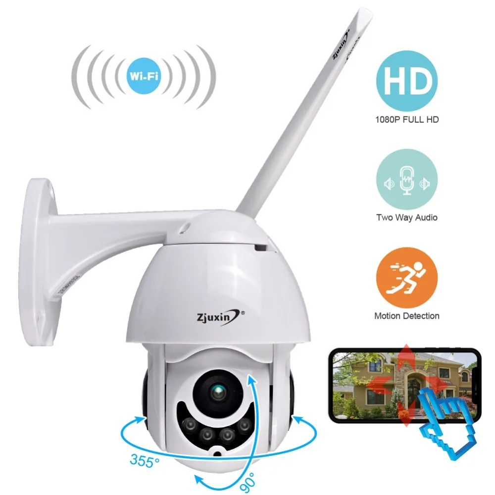Zjuxin Беспроводная ip-камера Wi-Fi 1080P 2MP домашняя геодезическая камера hd уличная 360 CCTV PTZ Onvif видеонаблюдения ipCam