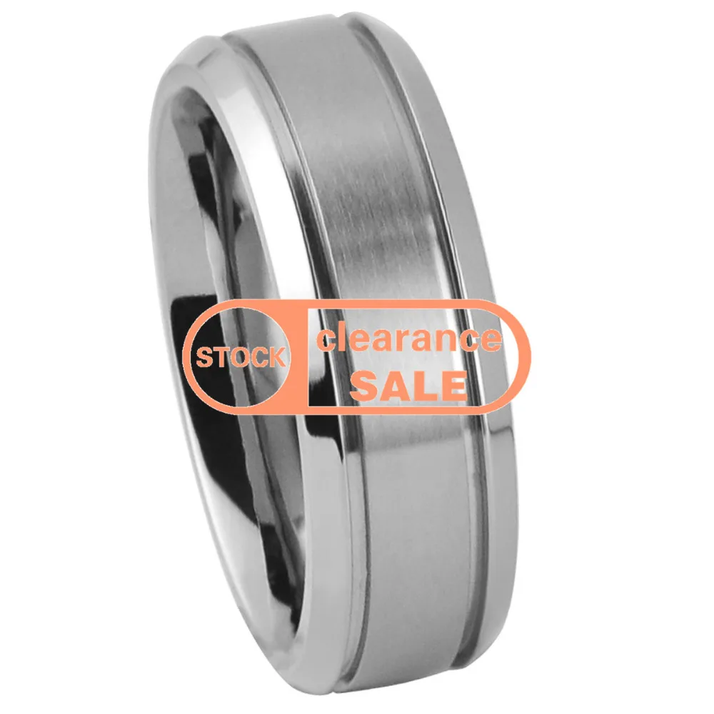 Плоские Скошенные Два канавки титановое кольцо модный полированный