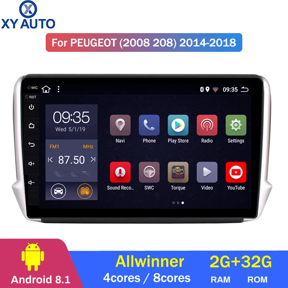 10 1 дюймовый 2.5D IPS HD мультисенсорный экран Android 2008/208 2 Гб ОЗУ 32 ПЗУ NAVI для Peugeot 2014 2018 с