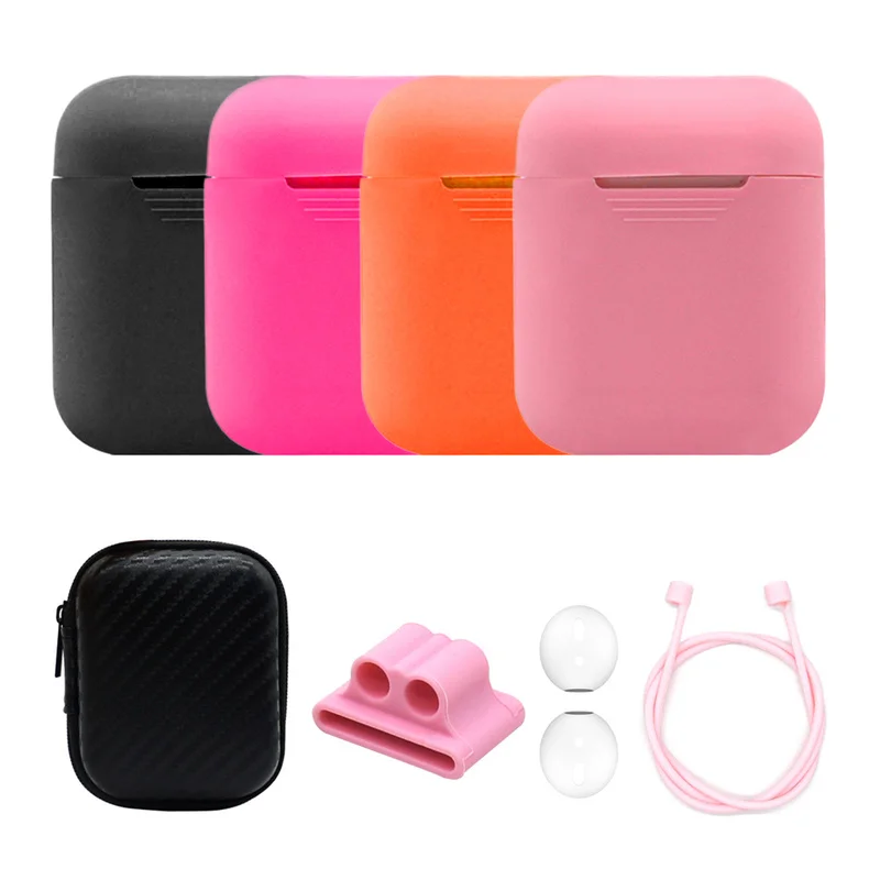 5 в 1 Наушники Аксессуары наборы для гарнитура для airpods чехол Беспроводная Bluetooth Ушная заглушка защитная коробка силиконовый головной убор чехол