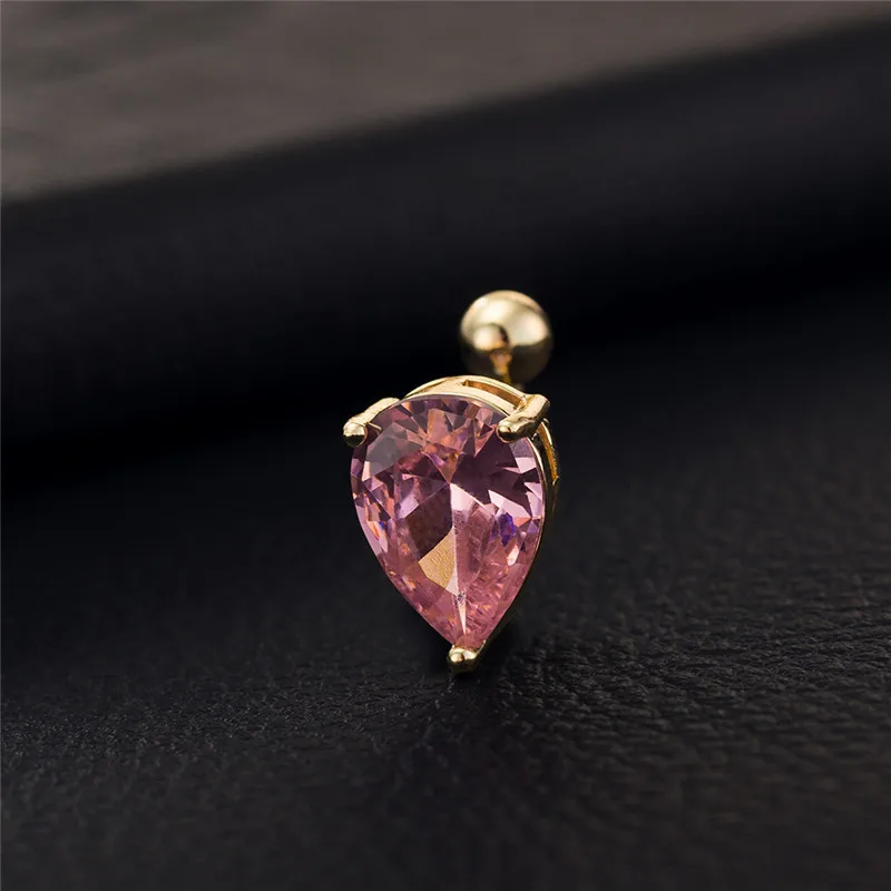 Капли воды розовый/фиолетовый/белый CZ болтаются пупка Бар кольцо позолоченные