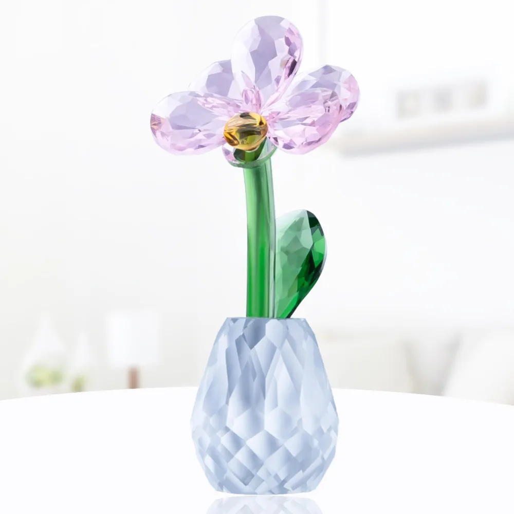 H&ampD Crystal Moth Orchid Flowers Figurines Paperweight Glass Art Table Ornaments Souvenir Home Wedding Decorative Gifts For Her | Дом и сад