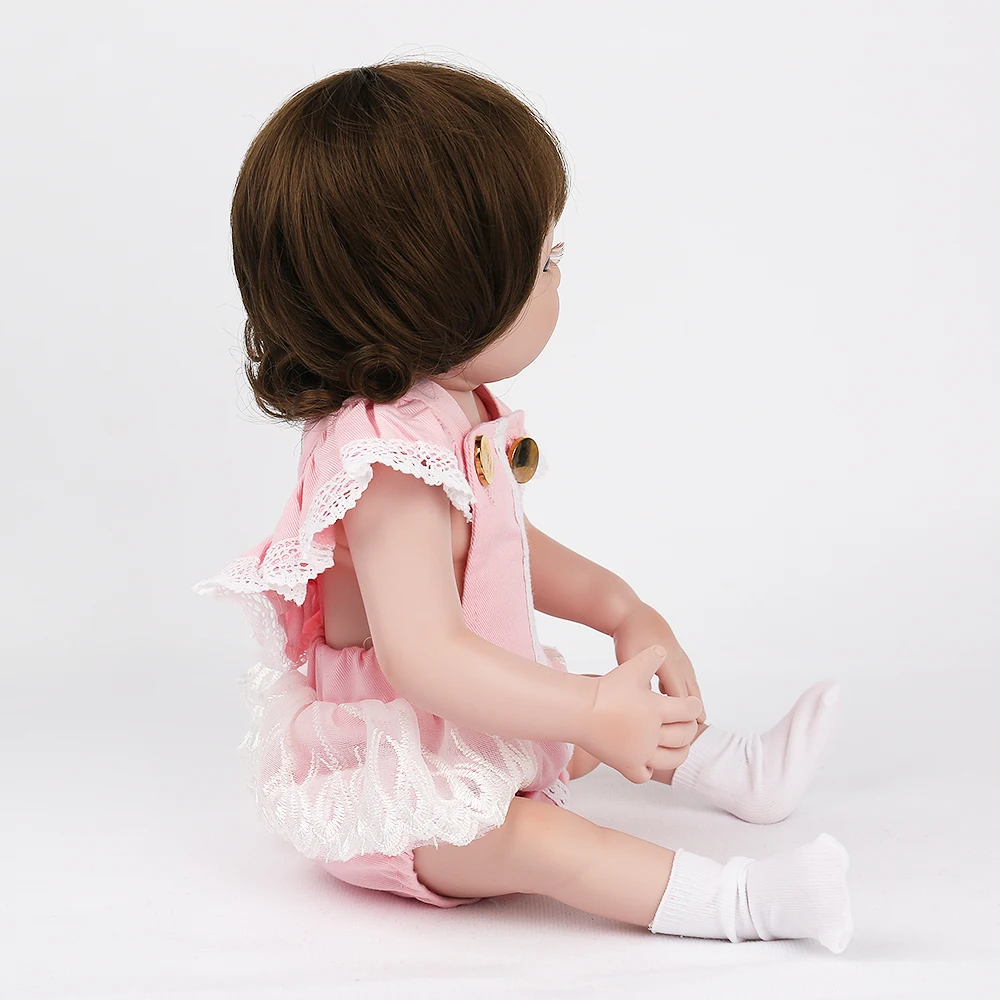 NPKDOLL Reborn Baby Doll 19 дюймов коричневые волосы парики полностью Мягкие силиконовые