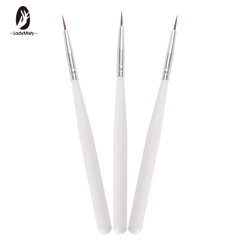 LadyMisty 3 шт./компл. Белый Nail Кисти для маникюра с кисточками дизайн ногтей