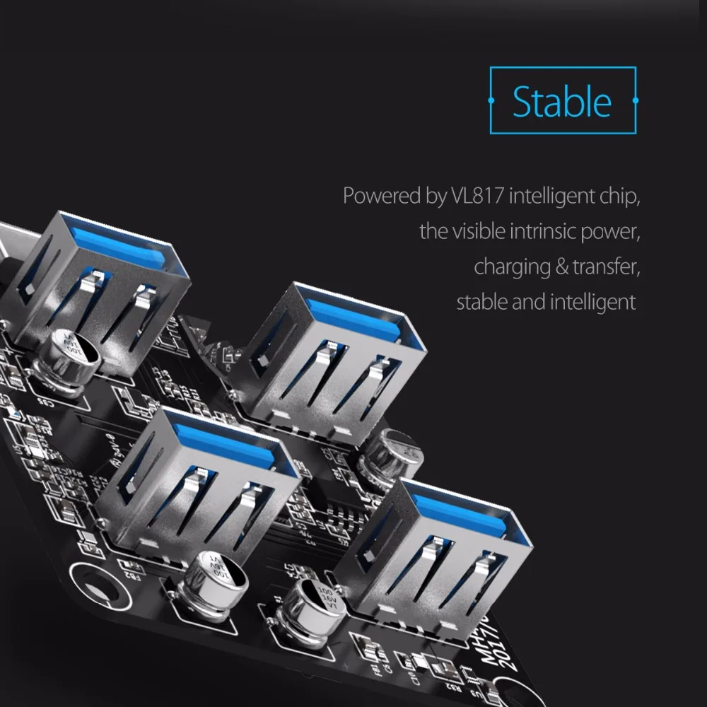 ORICO usb хаб MH4U 4 порта USB3.0 прозрачный Настольный концентратор с резиновой