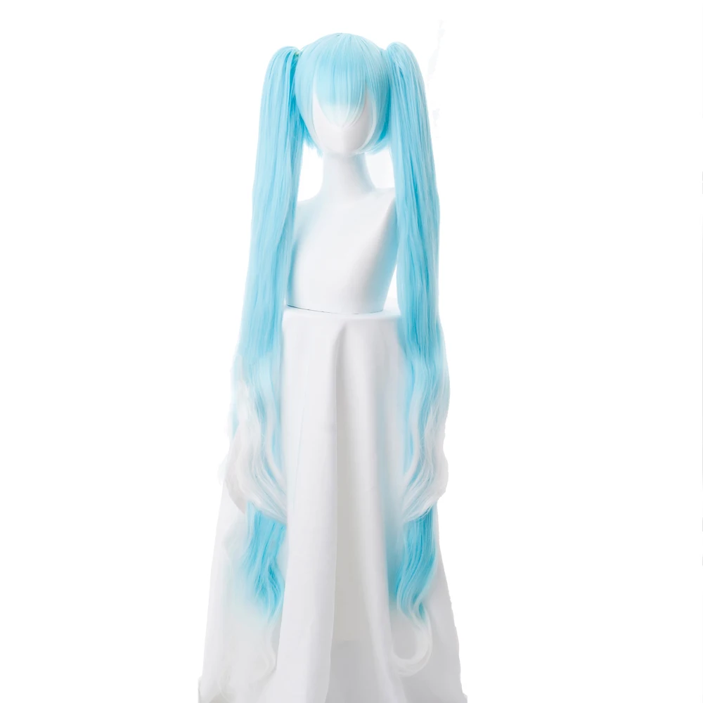 Аниме Vocaloid Hatsune Snow Miku косплей парик градиентный синий 120 см длинные волнистые