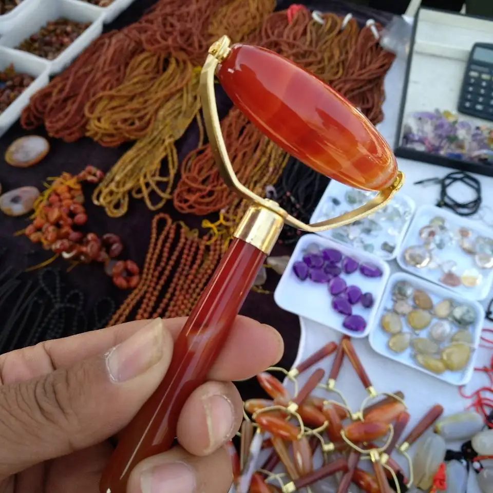 Natural agate crystal female facial massager health products | Дом и сад