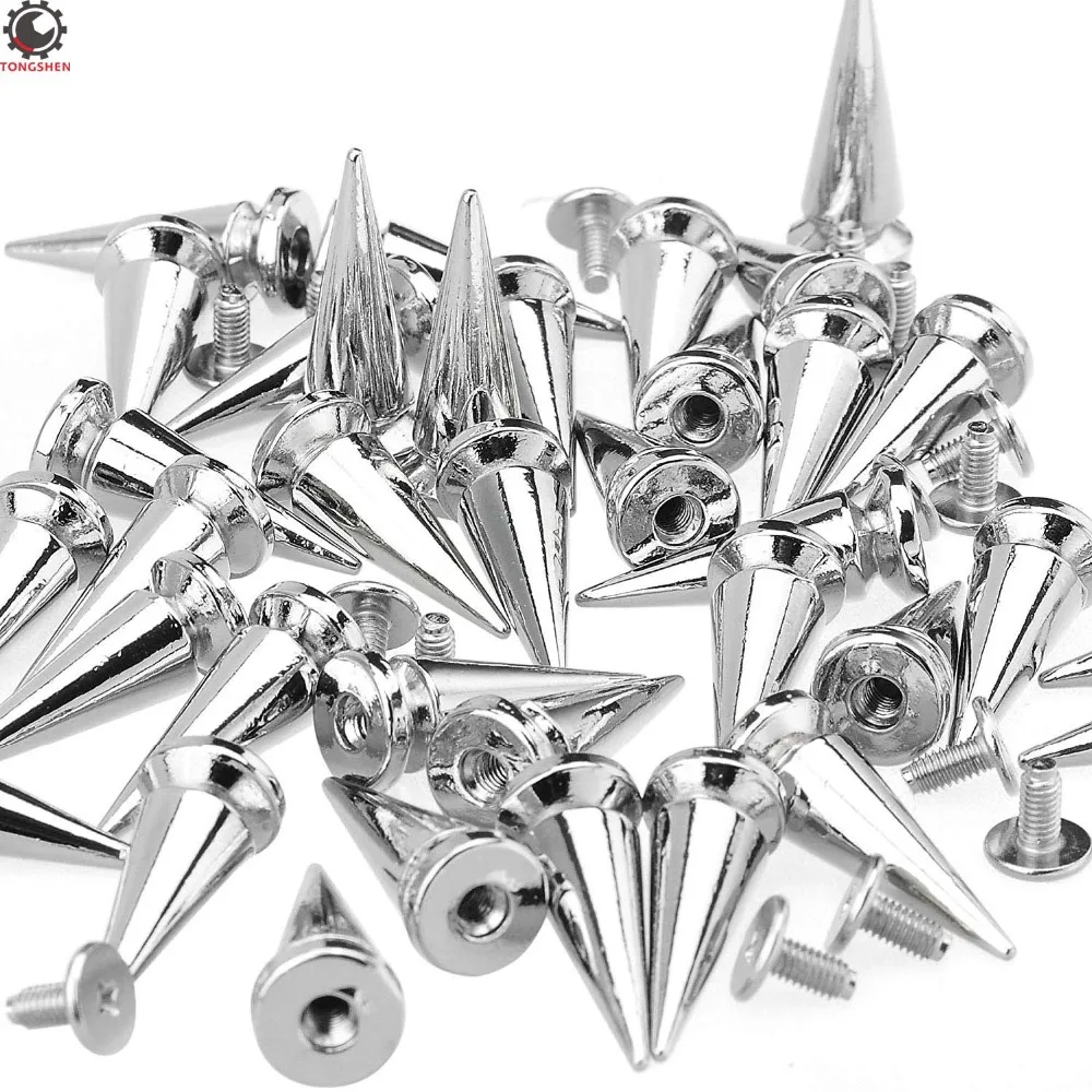 170Pcs/Set 3 Desings Silver Cone Studs and Spikes for Clothes
