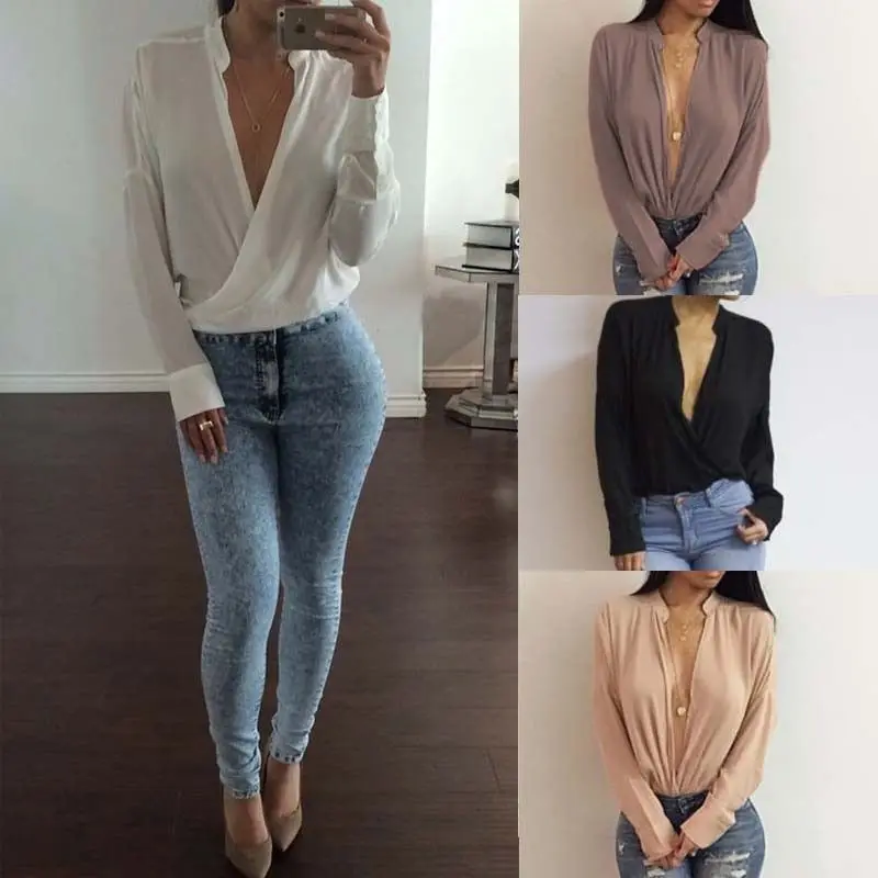 

Sexy Women Lady Loose Long Sleeve Chiffon Casual Blouse Shirt Pullover V-Neck Tops Clothes Fashion