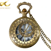 lancardo new vintage bronze the zodiac compass hollow quartz pocket watch necklace pendant women mens gifts reloj mujer