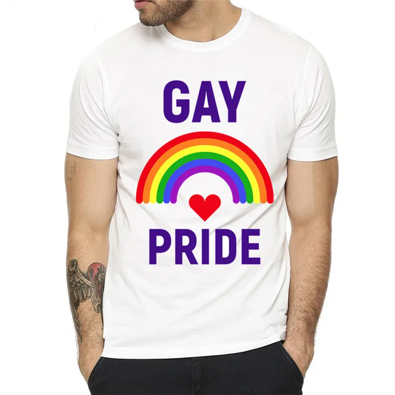 Мужская футболка с принтом Lgbt Gay Love Rainbow летняя повседневная is Love|Мужские