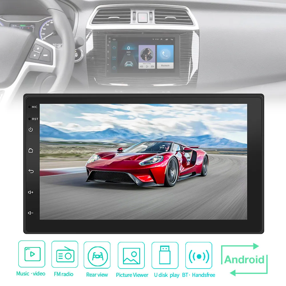 7 дюймовый четырехъядерный процессор Android 1 2Din Bluetooth автомобильный FM Радио стерео