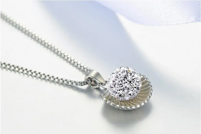 TJP прекрасный гребешок Подвески ожерелье Женская сияющая бижутерия со стразами