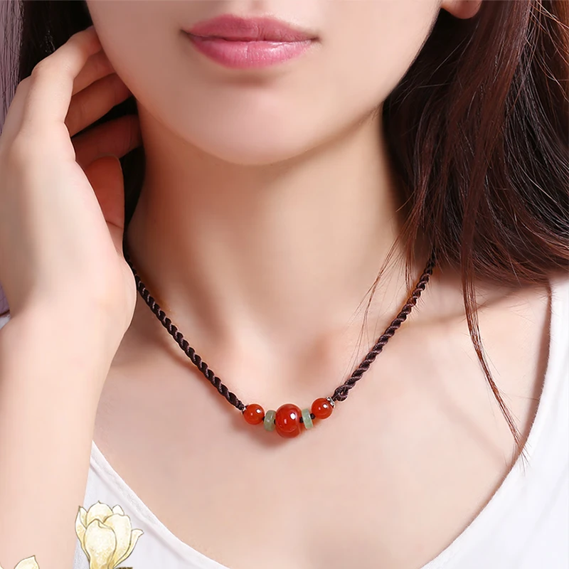 Этническая Цепочки и ожерелья Винтаж круглый Бусины Jewelry Китайский ветер ключицы