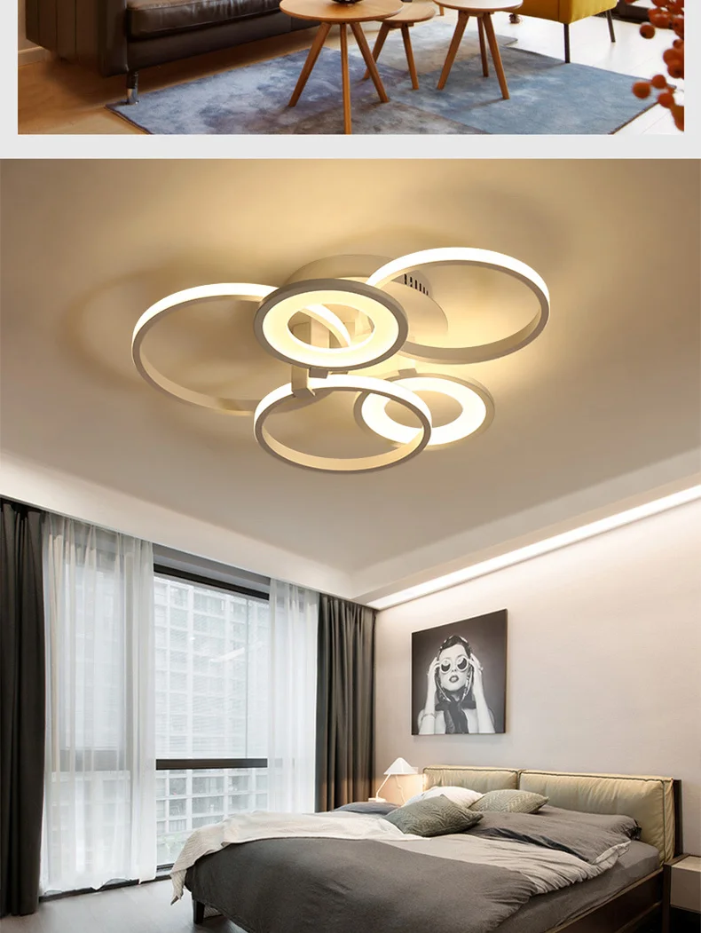 Ideal Circel кольца кофе/белый современные светодиодные потолочные лампы для гостиной спальни дома RC+ затемнения потолочные светильники