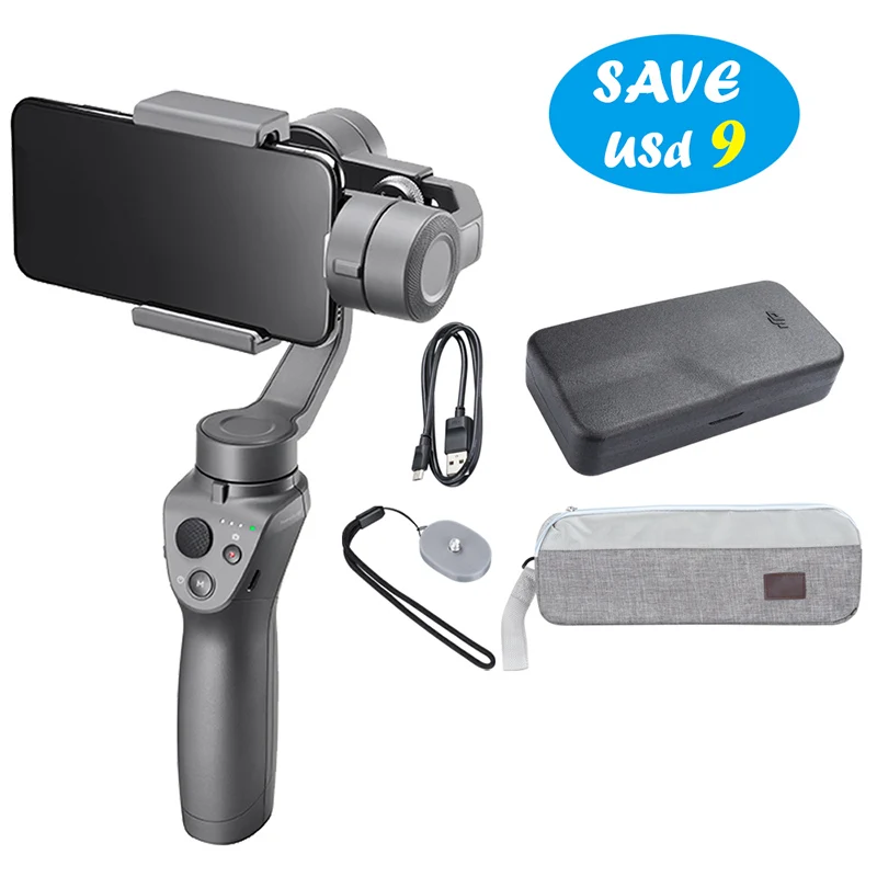 With Rope Bag DJI Osmo Mobile 2 стабилизатор 3-осевой портативный монопод с шарнирным замком для смартфона Gopro Камера телефоны iPhone Xs 8(плавное воспроизведение видео/зум Управление - Цвет: With Rope Bag