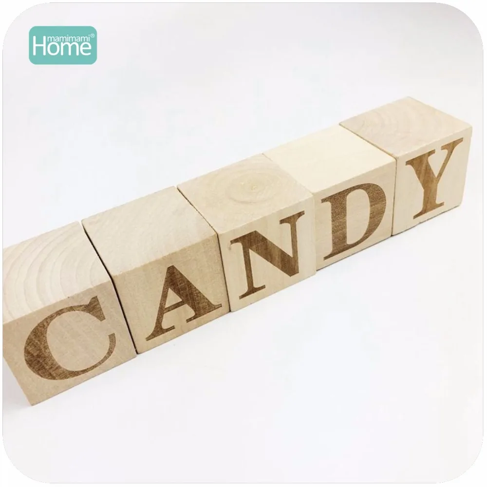 MamimamiHome DIY деревянные кубики 26 шт. буквы алфавита персонализированные Квадратные Твердые Деревянные блоки 4 см Монтессори игрушки Свадебные украшения