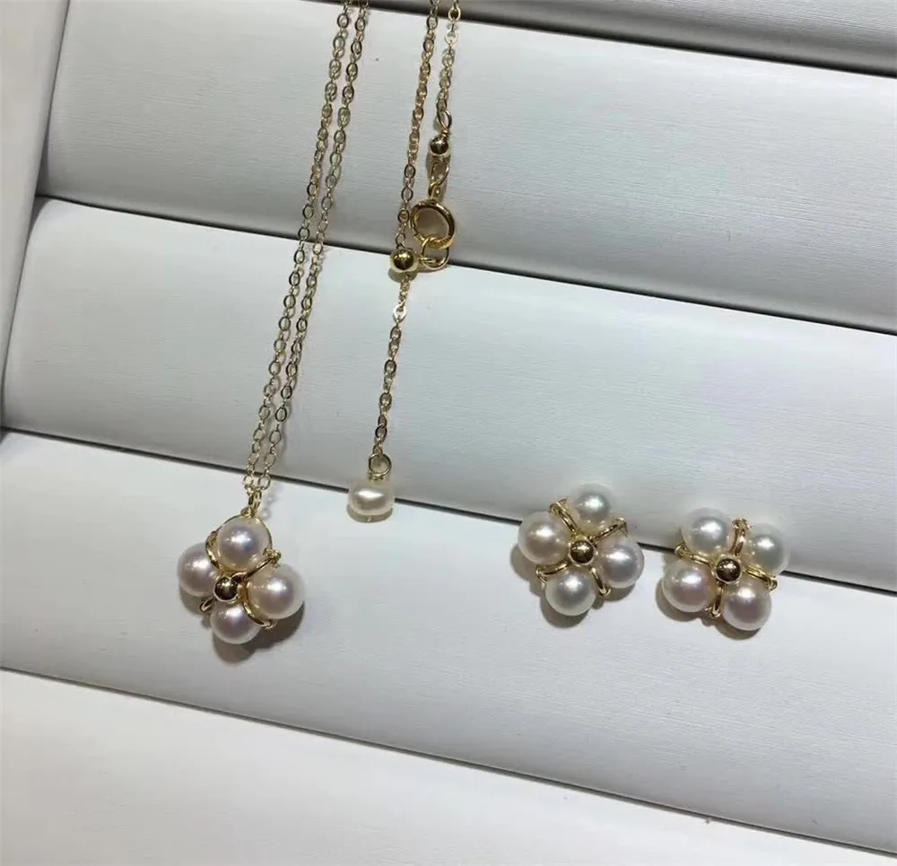 Ювелирных Камней с фабрики модные 14 k gold натуральный белый жемчуг серьги ожерелье ювелирные украшения комплект для женщин