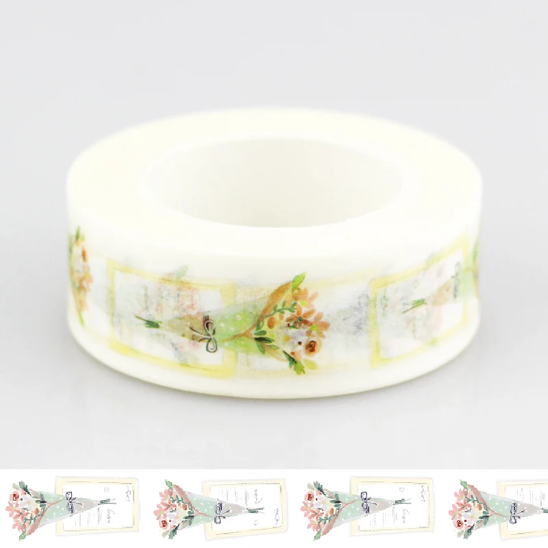 

1 PCS DIY Japanese Paper Washi Tape Bouquet of flowers Masking Tape Adhesive Tapes Stickers Decorative Stationery Tape 1.5cm*10m